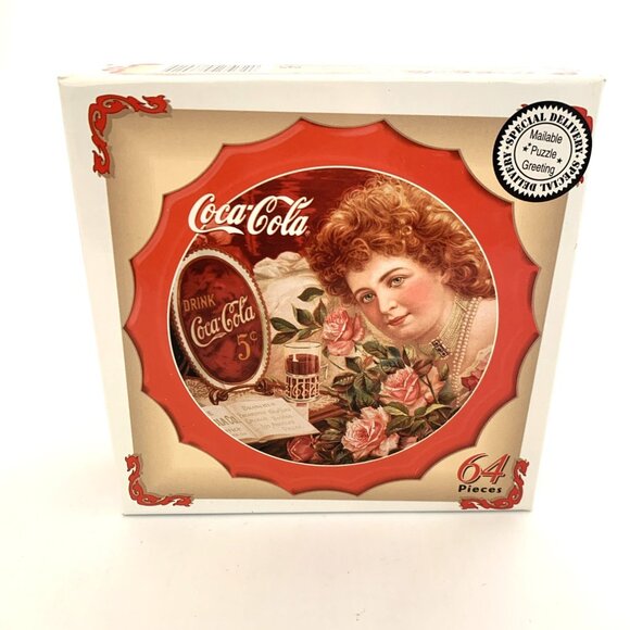 Coca-Cola Bottle Cap Mini Jigsaw Puzzle 64 Pc 1999 Vtg New Sealed Collectible - Picture 1 of 5